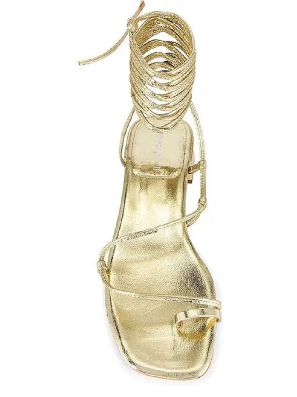 Jeffrey Campbell Agate Sandal Metallic Gold Size 8 Wraparound Ankle Block Heel